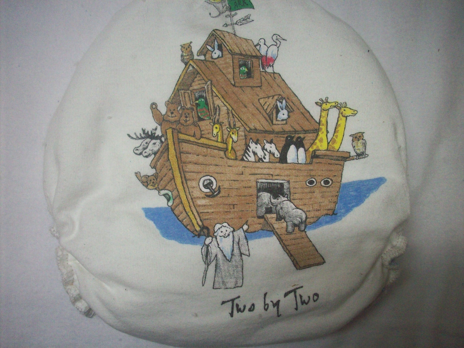 MamaBear One Size Fitted Cloth Diaper, Pin or Snappi Closure - Noah's Ark - Two by Two