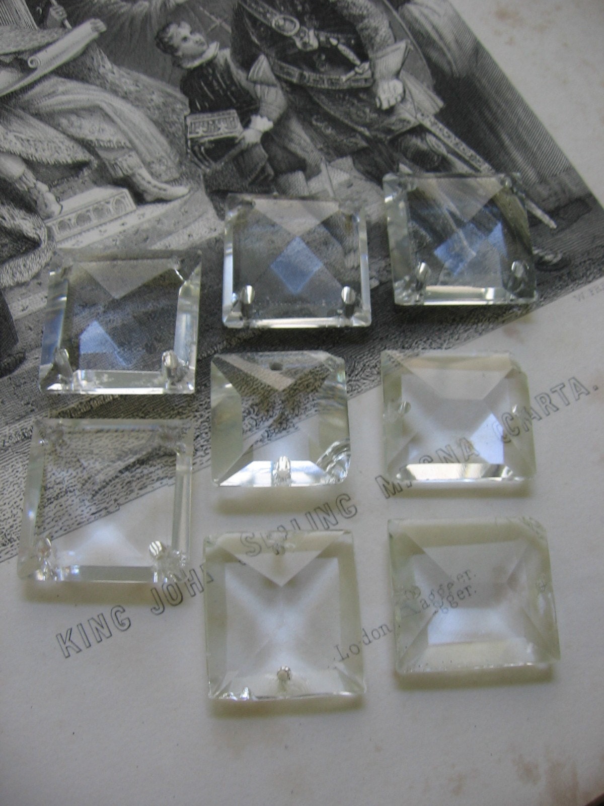Vintage Square Cut Crystal Chandelier Parts for your jewelry making 
