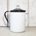 Vintage Enamelware Coffee Pot Camping Black White Pyrex Glass Knob PeachyChicBoutique on Etsy