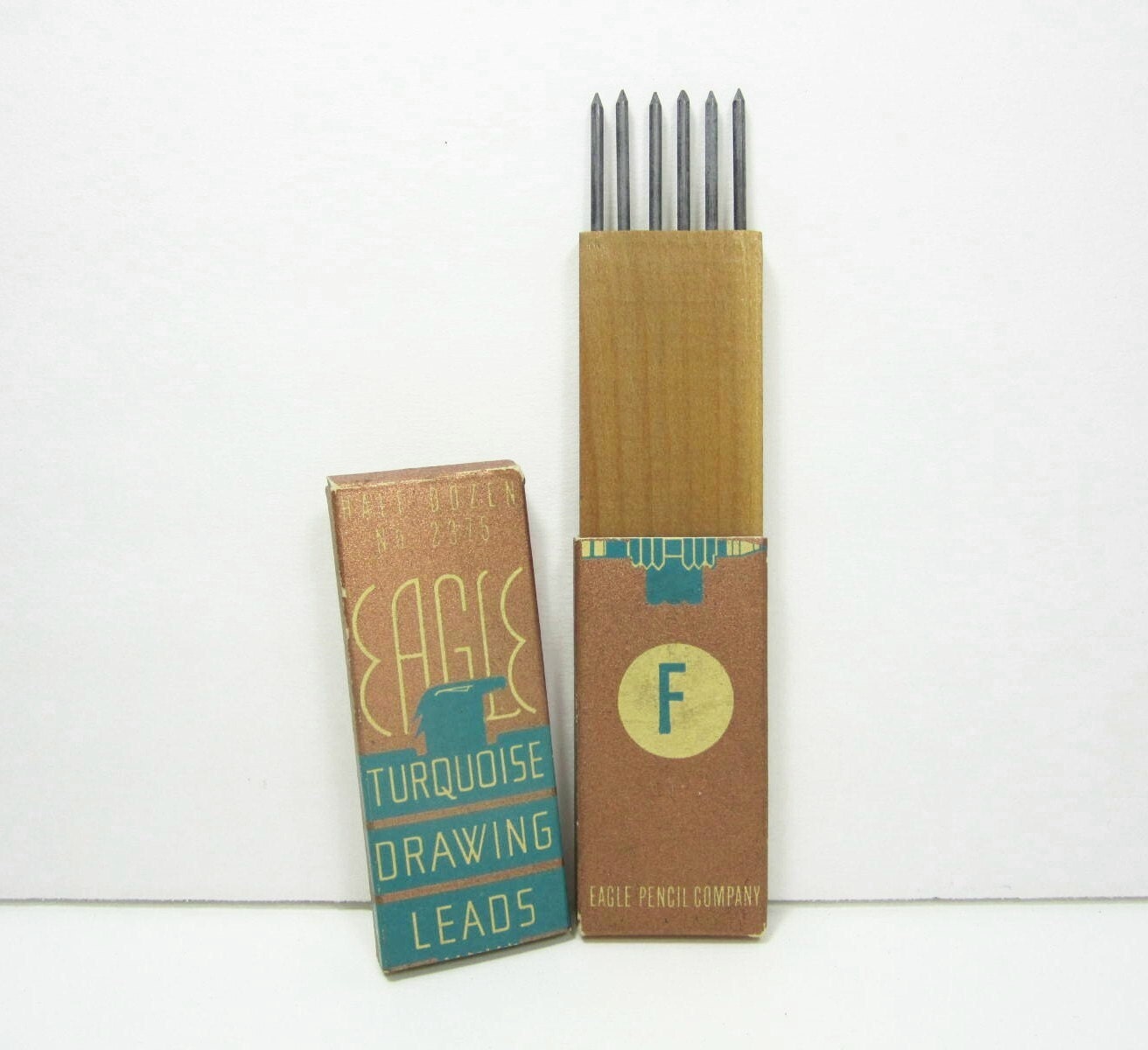 Vintage Drawing Leads Draftsmen Eagle Turquoise Wood Box 1935 USA PeachyChicBoutique on Etsy