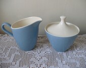 Vintage Blue and White Cream and Sugar Set