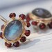 Special Reserved for LISA - Labradorite Earrings, Garnet Labradorite Mandala earrings, handmade jewelry, Blue, Red, FOR HER