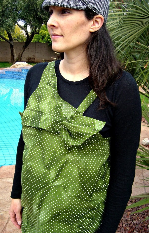 Maternity Clothing/Post Maternity-Tunic Romper with Side Pockets-Pleated Side Shoulder Style