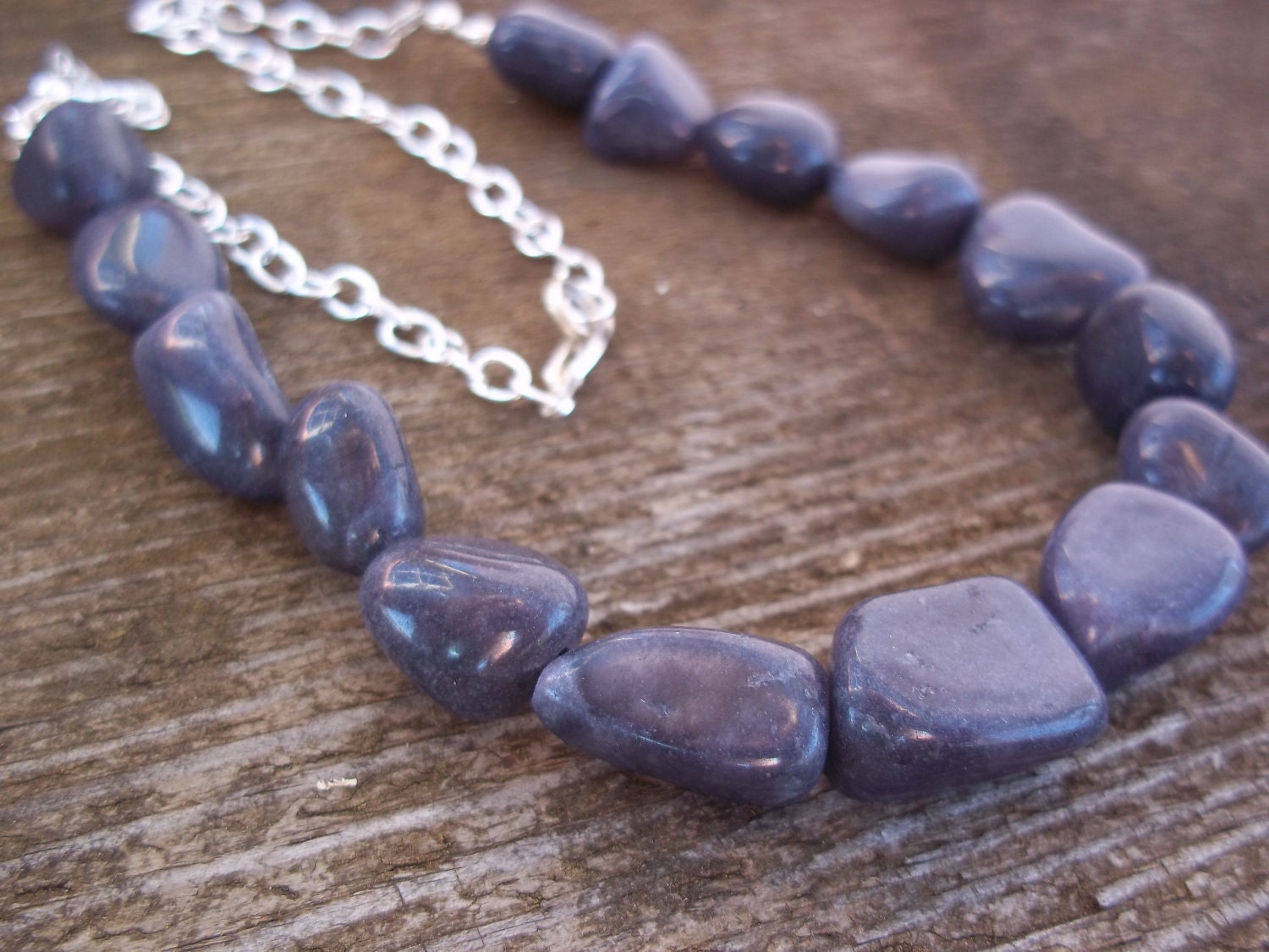 Blue Onyx tumbled stones necklace