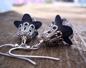 Miss Havisham layered black flower earrings