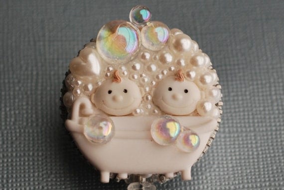 Two Bubbly Babies Vintage Zipper Retractable ID Badge Reel