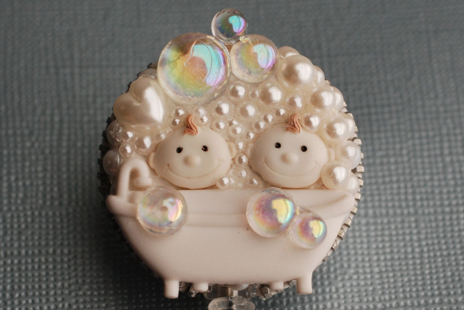 Two Bubbly Babies Vintage Zipper Retractable ID Badge Reel