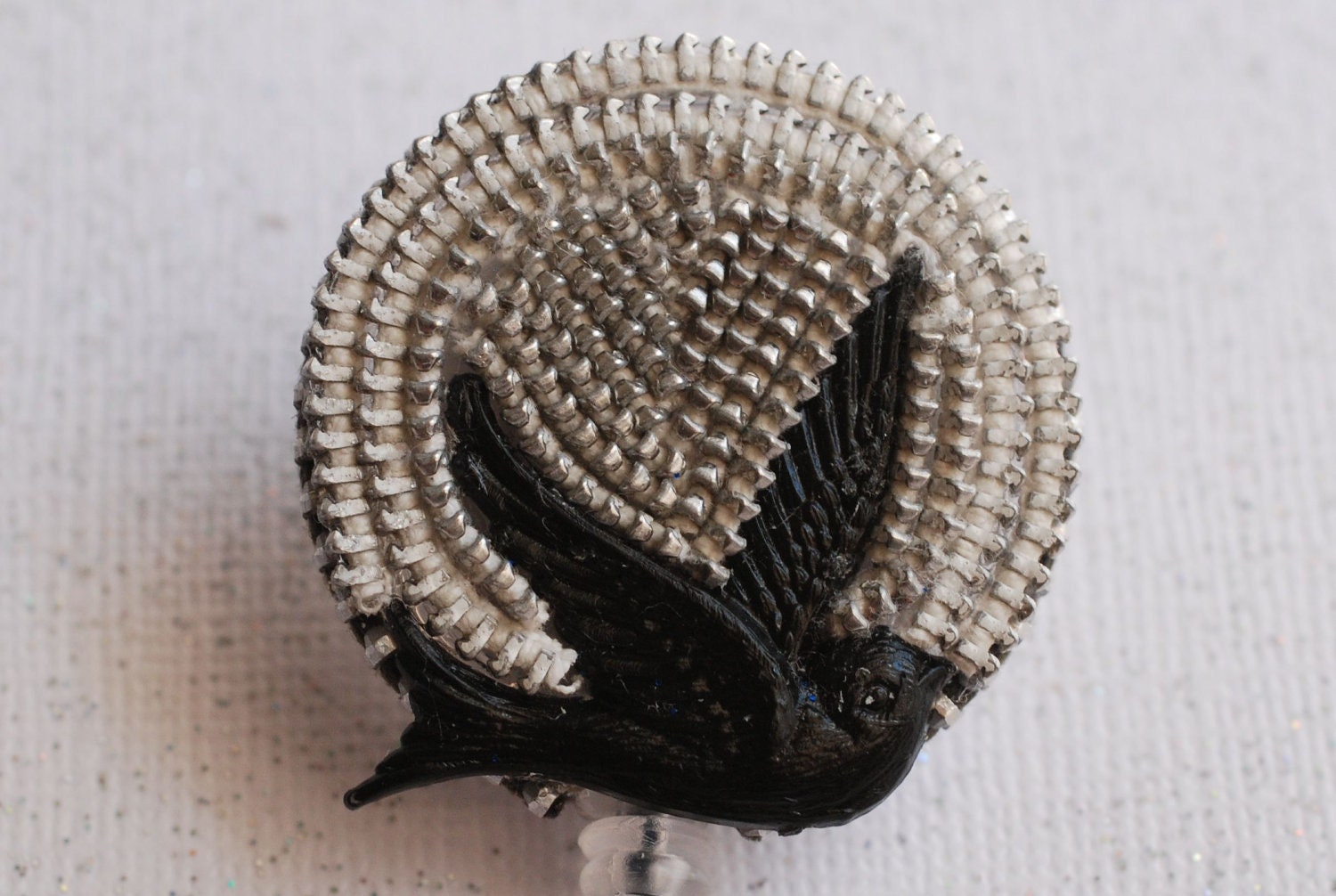 Black Bird Vintage Zipper ID Badge Reel