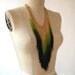 Hand Dip Dyed Green Peacock Fringe and Leather Chain Necklace