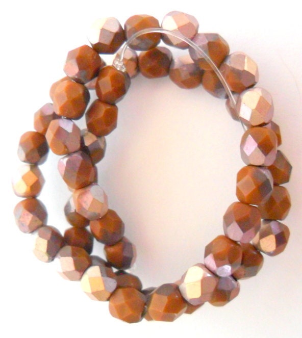Matte Apollo Umber Czech Firepolish Glass 4mm Faceted Round Beads