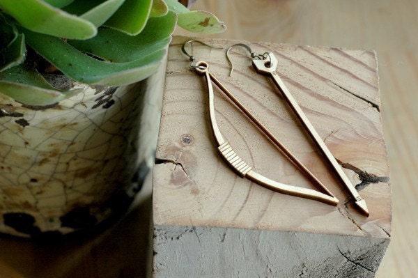 Bow and Arrow Wooden Earrings