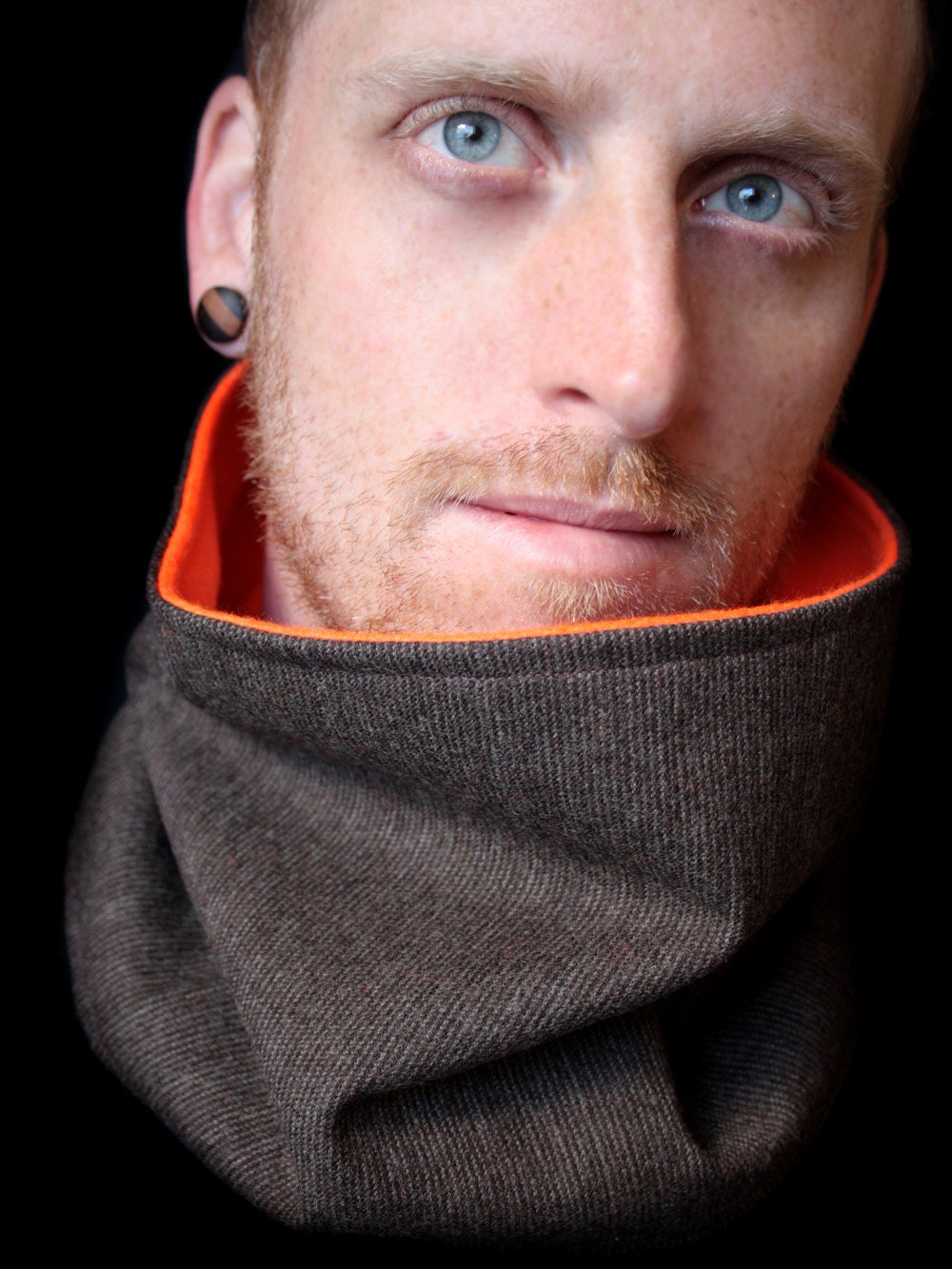 Mens Scarf Hunter Orange and Brown