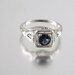 18K Edwardian Art Deco filigree genuine .45 ct. sapphire solitaire ring
