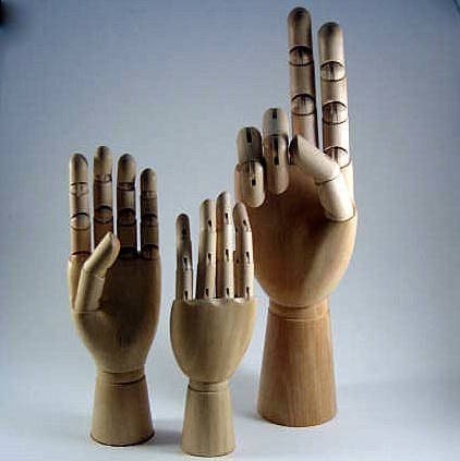 SET OF THREE Wooden Mannequin Display Hands mix and match sizes