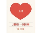 Initials Heart Love Anniversary Wedding Print Poster