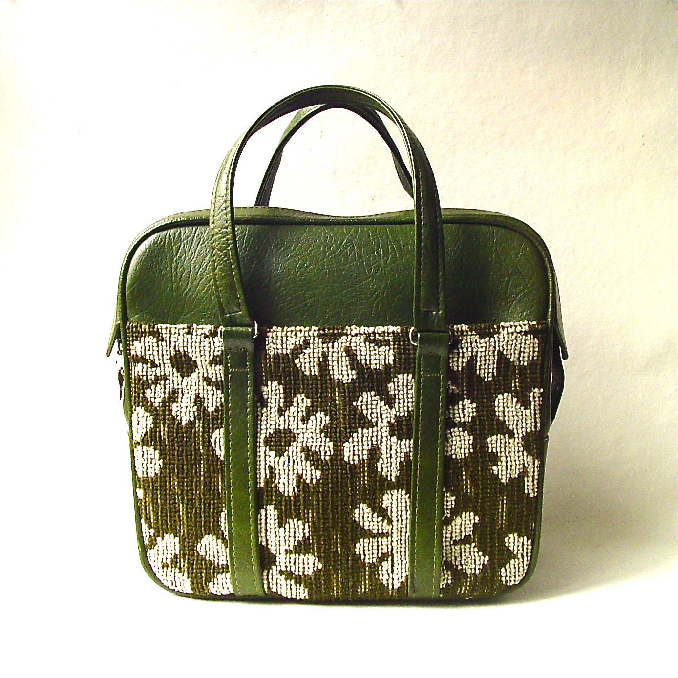 vintage Avocado Green Floral Samsonite Fashionaire Weekend Bag