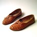 80s vintage Viva Cougar Caramel Brown Woven Leather Shoes