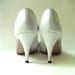 vintage White Leather Peep Toe Pumps
