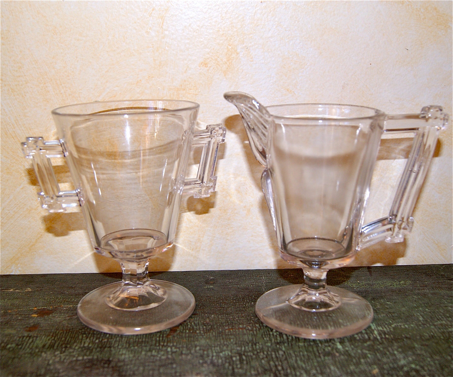 Art Deco Style Creamer and Sugar Bowl Set