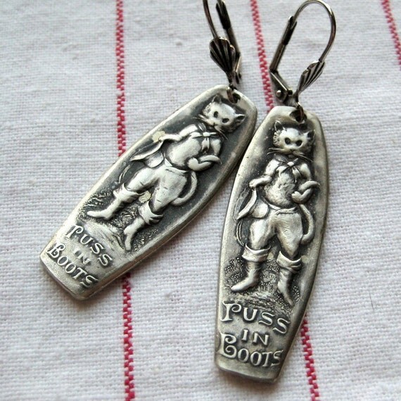 free shipping PUSS IN BOOTS antique spoon by riffraffcrafts