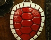 Red Turtle Shell Pendant
