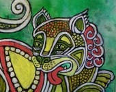 Original Fu Dog / Fu Lion / Chinese guardian lion / Asian Art Painting by Lynnette Shelley