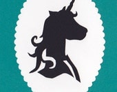 Hand Cut Unicorn Silhouette Profile