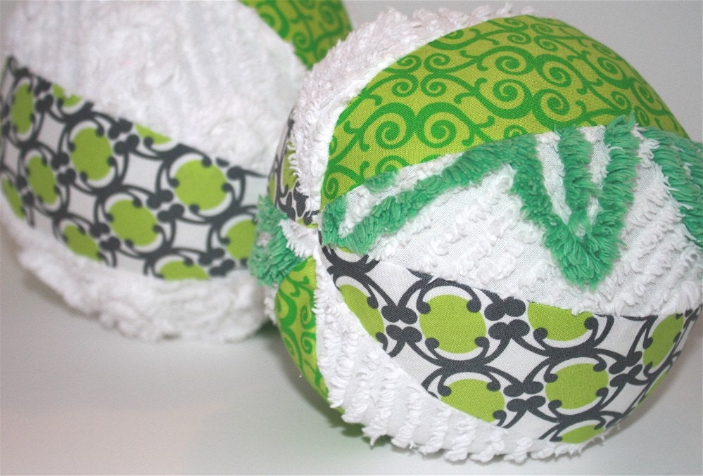 Boutique Baby Ball with Organic Fabric - Rattle Ball Toy - Grow Green
