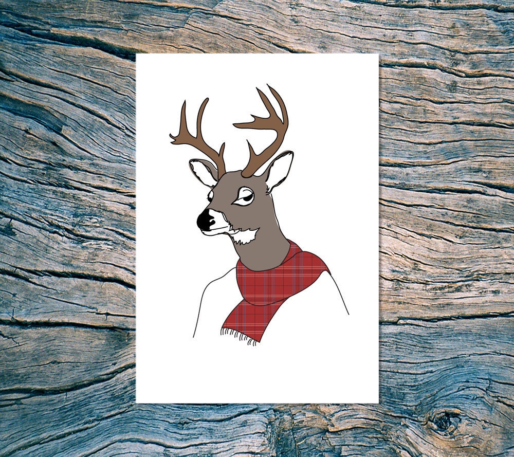FALL DEER folded note card with envelope