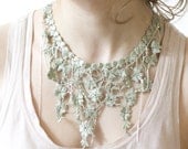 Lace necklace - Tangled Clover - Sage green with silver chain