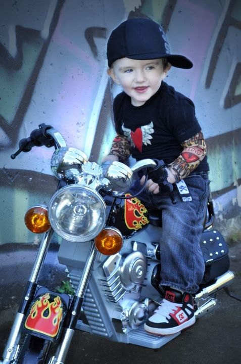 Black Heartbreaker tattoo sleeved tshirt or onesie with winged heart applique