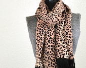 Fringed Leopard Purrrint Fabric Scarf