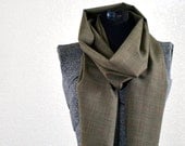 Brown and Peach Plaid Fabric Scarf - great gift for him