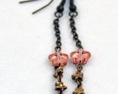 Vintage Glass and Brass Star Earrings