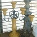Rustic Country Distressed Candelabra Wood and Metal in Mustard Yellow