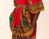 OOAK  Dashiki Chic Tribal Scalloped Flora Dress
