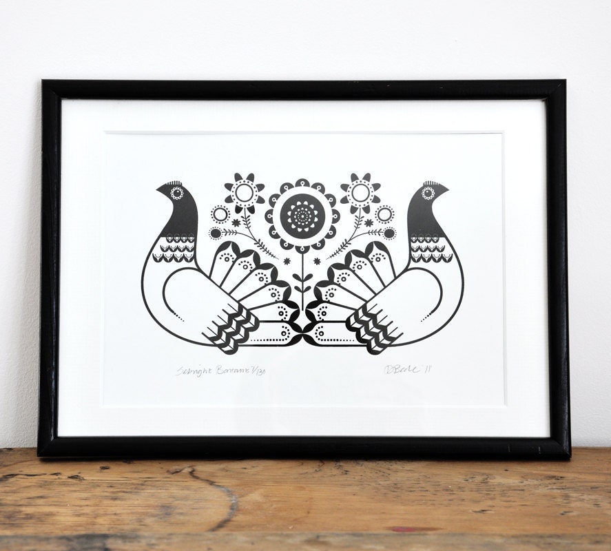 Sebright Bantams - Hand Pulled, Signed, Gocco Screen Print