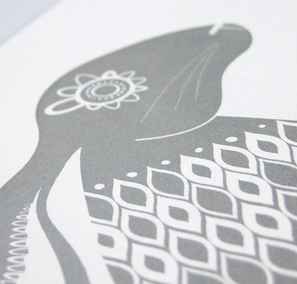 Silver Hare - Hand Pulled, Signed, Gocco Print