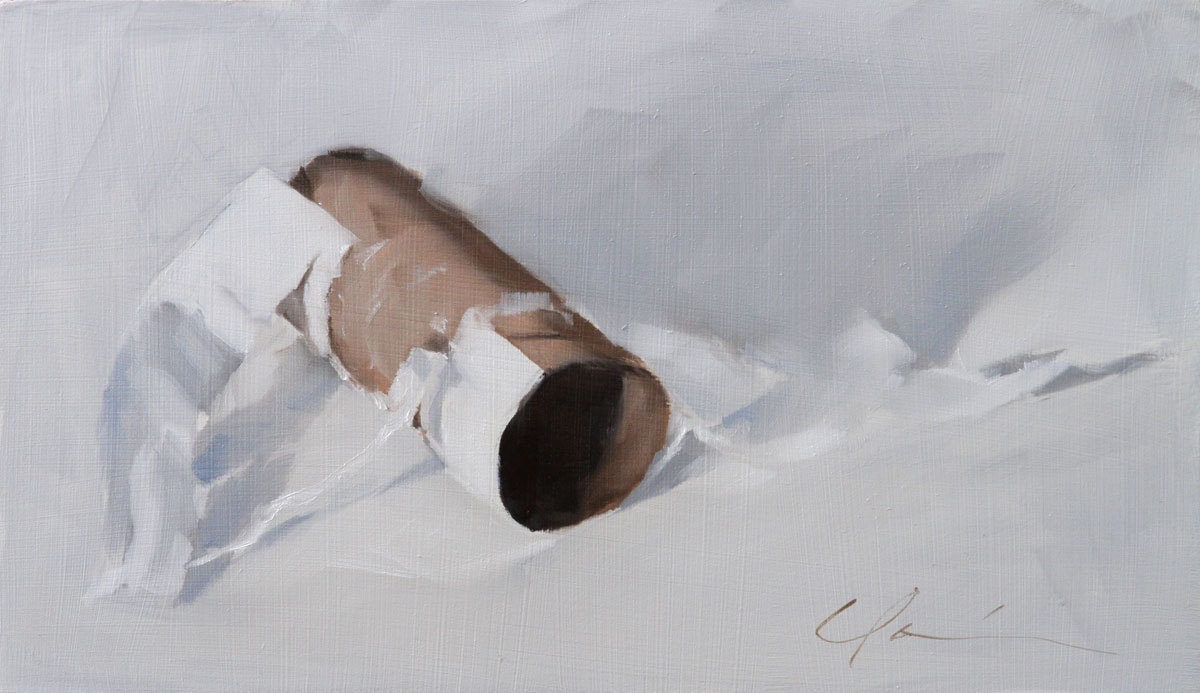 White Unrolled, Toilet Paper Brown Cardboard Roll on White  - 20 x 11 Fine Art Print  by Clair Hartmann