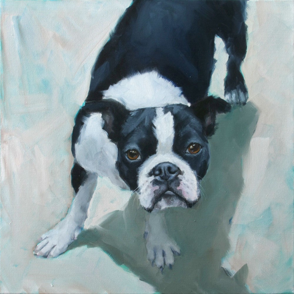 Black and White, Boston Terrier, Pit Bull, Boxer, Original Painting by ...
