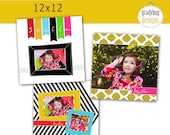 Set of 3 - STELLA COLLAGES - Photo Collage Storyboard Photography Template - 12x12