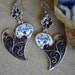Portugal Lisbon Delft Blue Antique Tile Replica 1837 in Filigree Heart of Minho Earrings Reversible