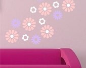 Flower Blooms wall decals Set of 30 flowers Choose Colors Dorm Room Teen Girl bedroom decor