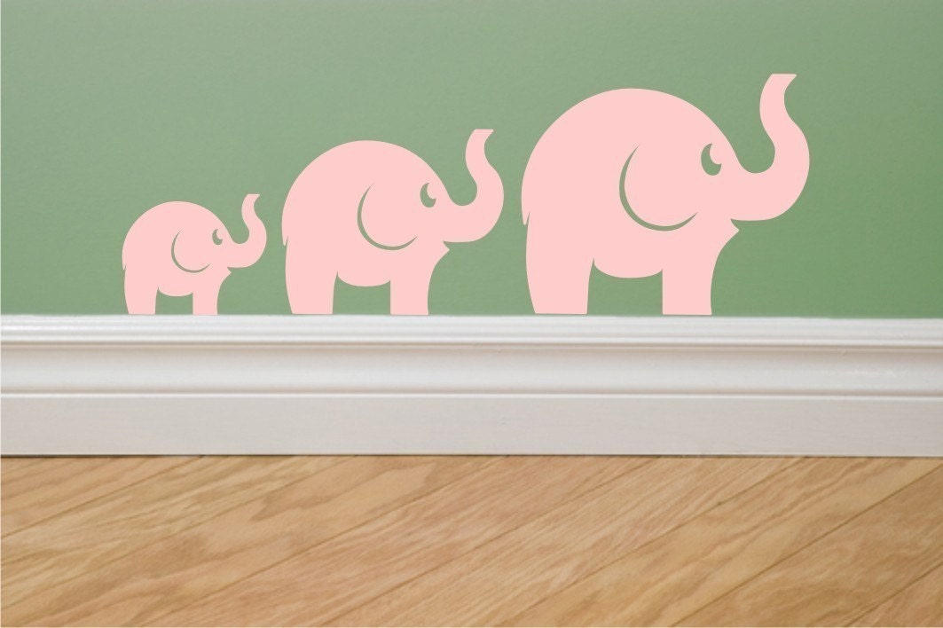 Elephants Wall Decal Set Of 3 Vinyl Elephant Wall Decals