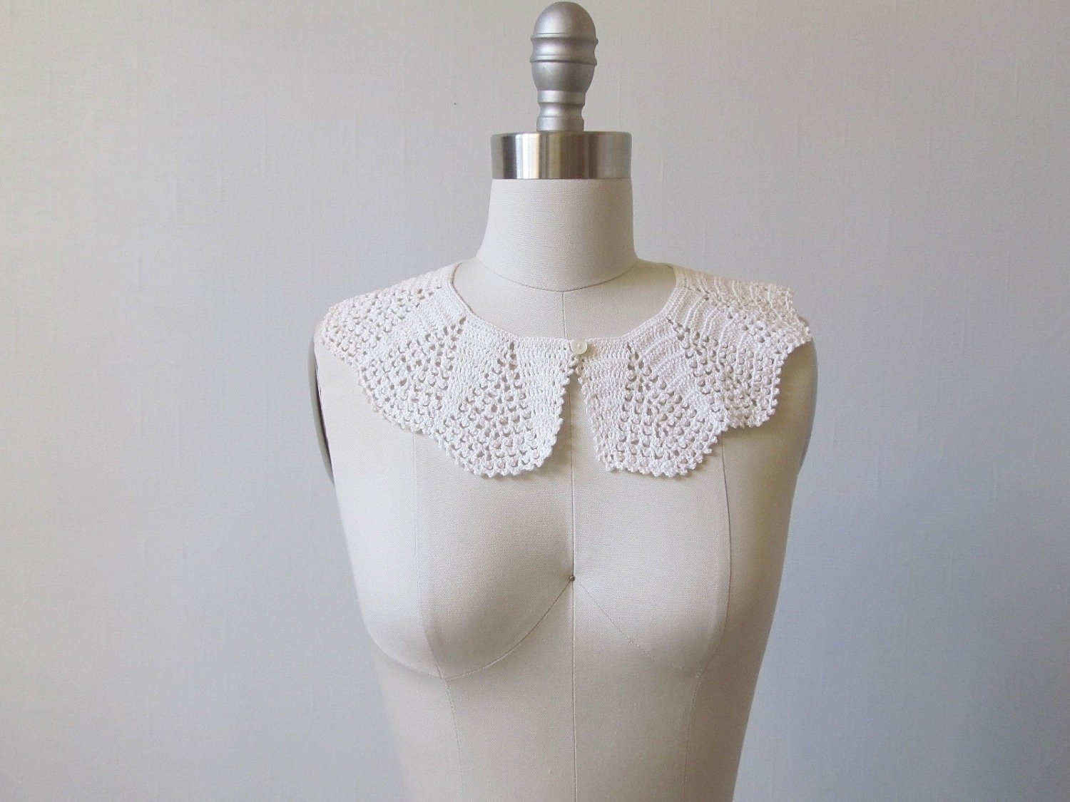 Crochet Collar / 1950s Collar / Lace Collar / Detachable Collar