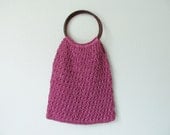vintage Woven Handbag / Woven Sack Purse / Grape Popsicle