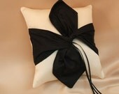 Dupioni Silk Knottie Ring Bearer Pillow...You Choose the Silk Colors....Buy One Get One HALF OFF...shown in ivory/black