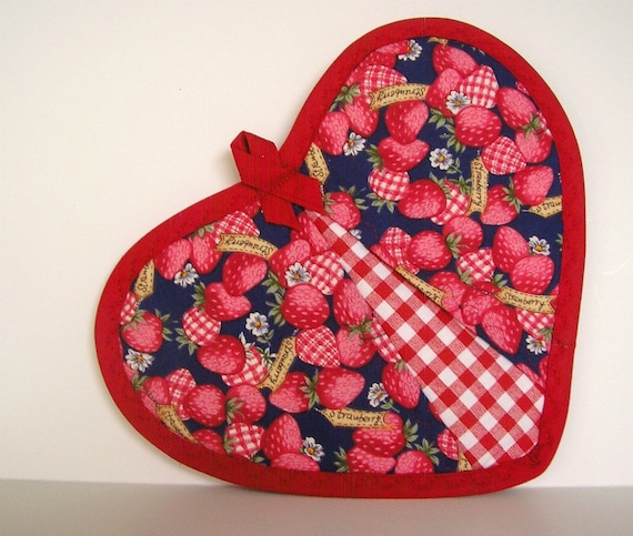 Strawberries and Gingham Potholder