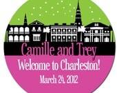 Set of Custom Wedding Stickers   -  CHARLESTON SC SKYLINE