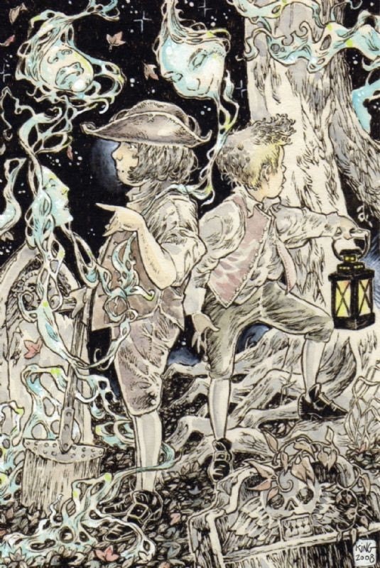The Cramp Ring SFA 4 X 6 Art Ghost Children Illustration Drawing Canvas Cloth Print